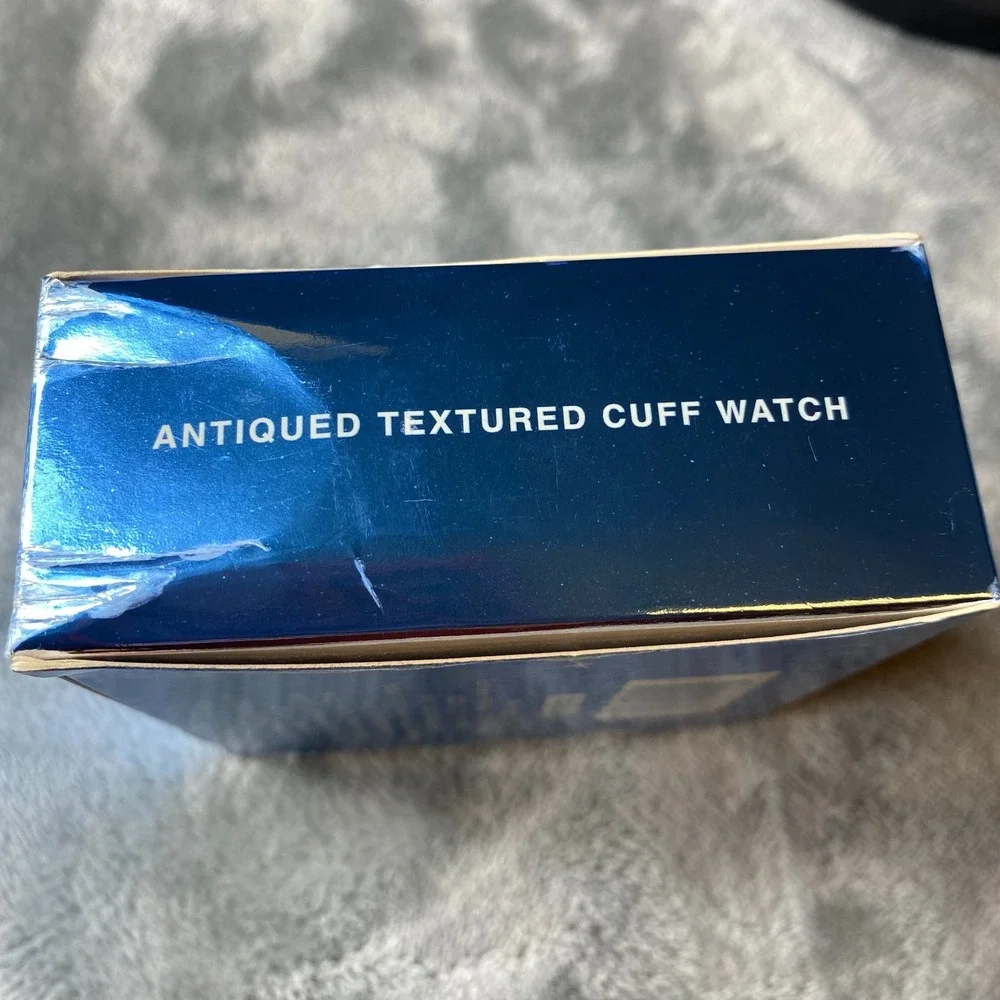 Avon Cuff Watch Antiqued Textured Quartz, With Original Box